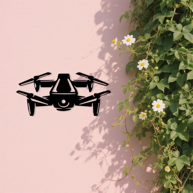 The Office Tech - 2D platte drone silhouet metalen wanddecoratie,